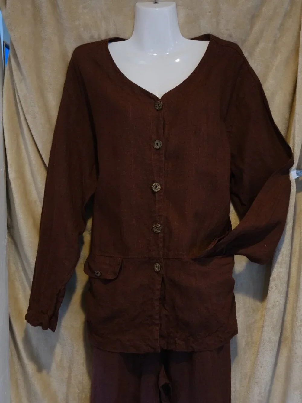 Vintage I.V.Y. Collectables Linen Set | 100% Linen | Matching Pants & Button-Up